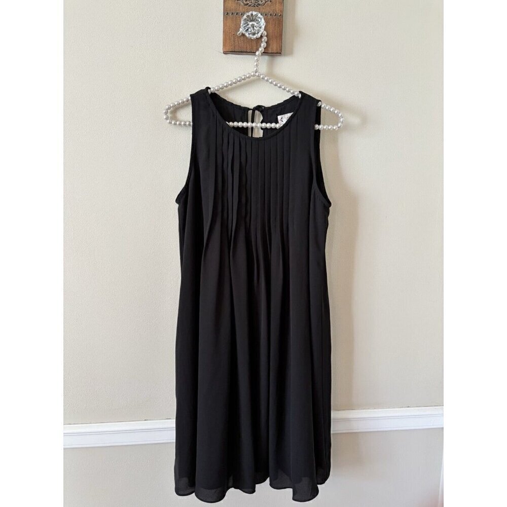 Nanette Lepore Womens Size 8 Black Pleated Shift Dress Sleeveless